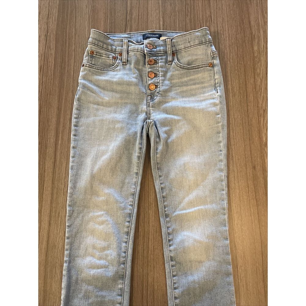 J‎ Crew Size 24 Light Wash 9" High Rise Toothpick Button Fly Jeans